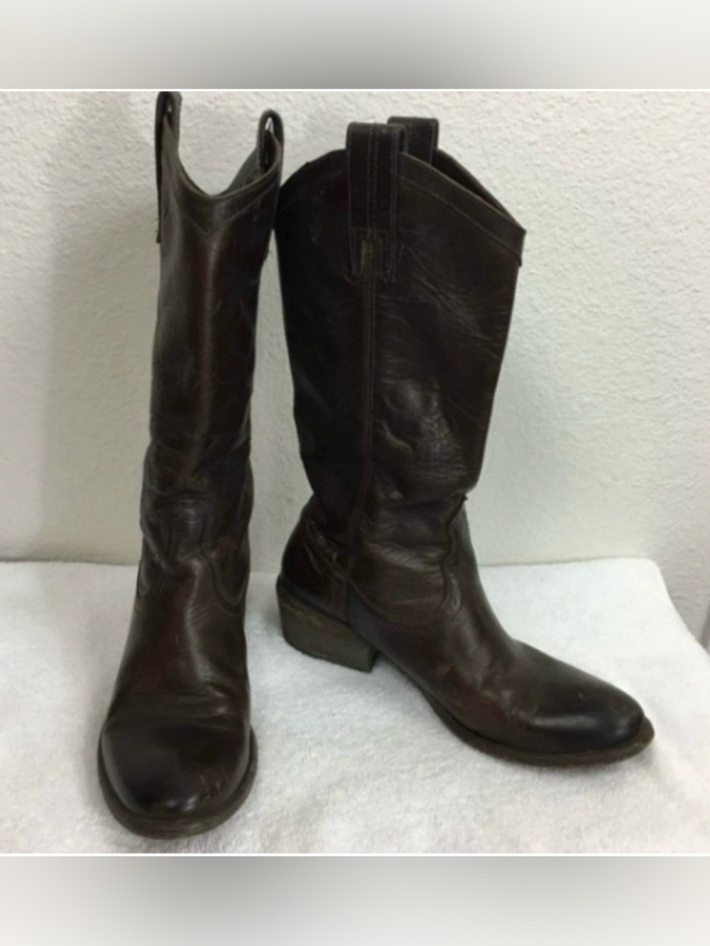 FRYE Womens Dark Brown Leather Carson Pull On Western Riding Boots Size 6 Boho